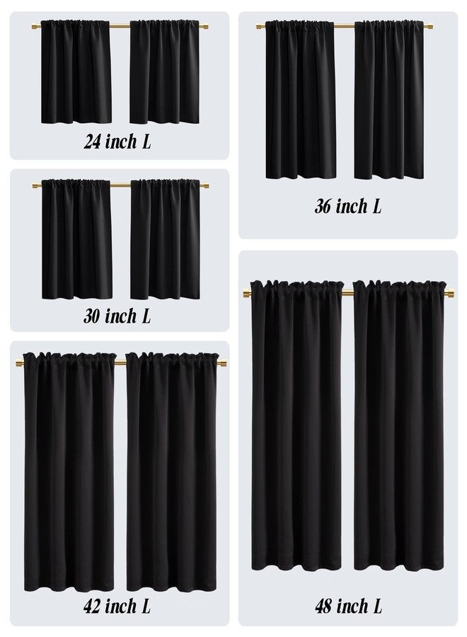 PANELSBURG 30 Inch Length Tier Curtains for Kitchen Winow,Blackout Cafe Short Curtain for Small Bathroom,Set 2 Panels,Black - Image 3